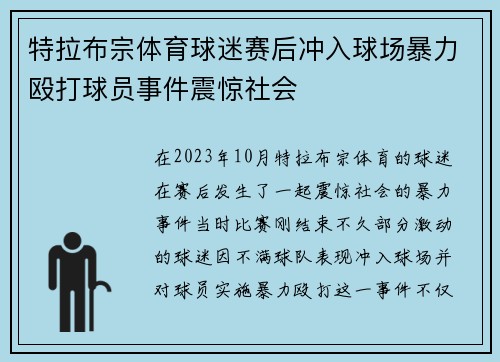特拉布宗体育球迷赛后冲入球场暴力殴打球员事件震惊社会